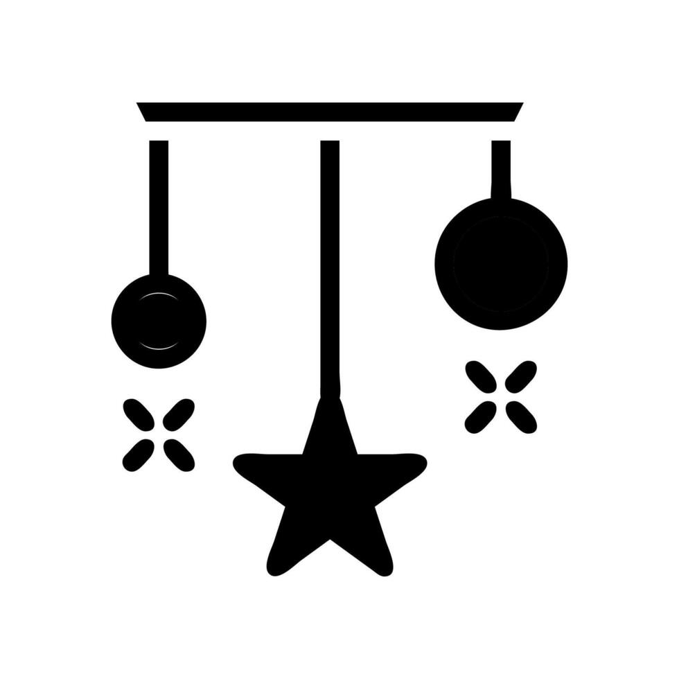 Baby crib mobile silhouette with stars and balls. Concept of newborn care and childhood. vector