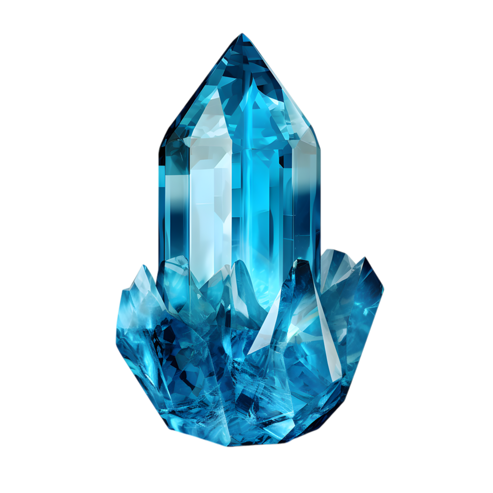 Sparkling Blue Crystal Shining with Reflective Geometric Surfaces png