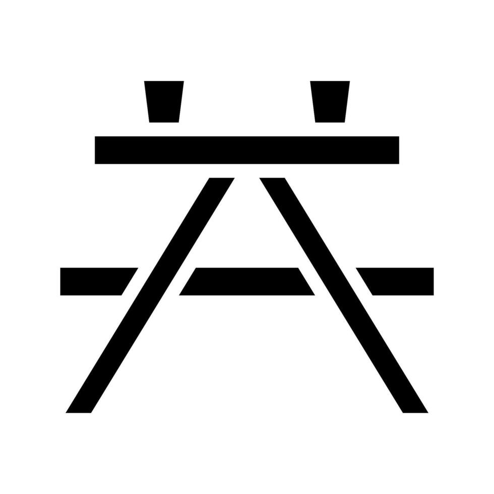 Picnic table abstract icon. Concept of outdoor, leisure, and recreation. vector