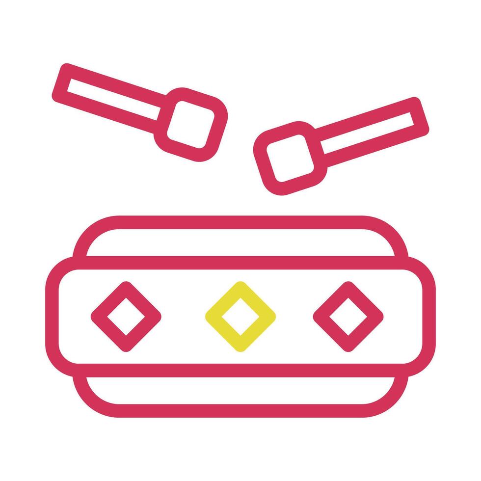 Drum with drumsticks icon. Concept of music, rhythm, and percussion. vector