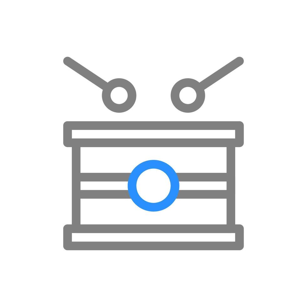 Drum icon with drumsticks. Concept of music, rhythm, and percussion. vector