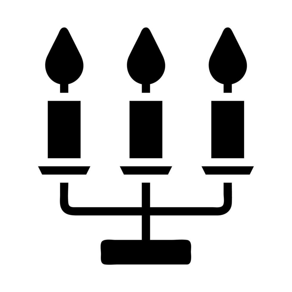Candelabra silhouette with three candles. Concept of light, celebration, and decoration. vector