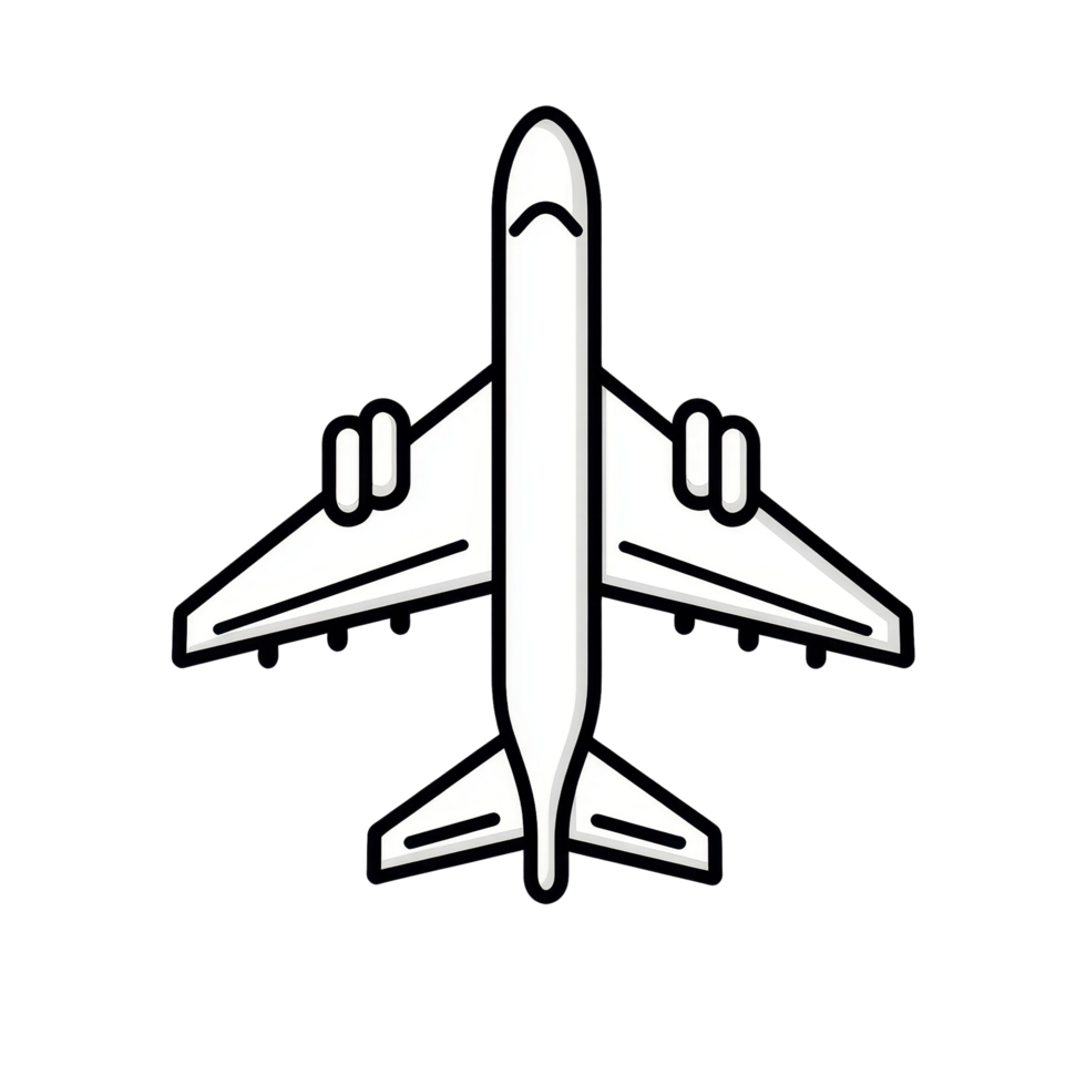 Bold Airplane Icon with Thick Lines and Clear Wing Silhouette png