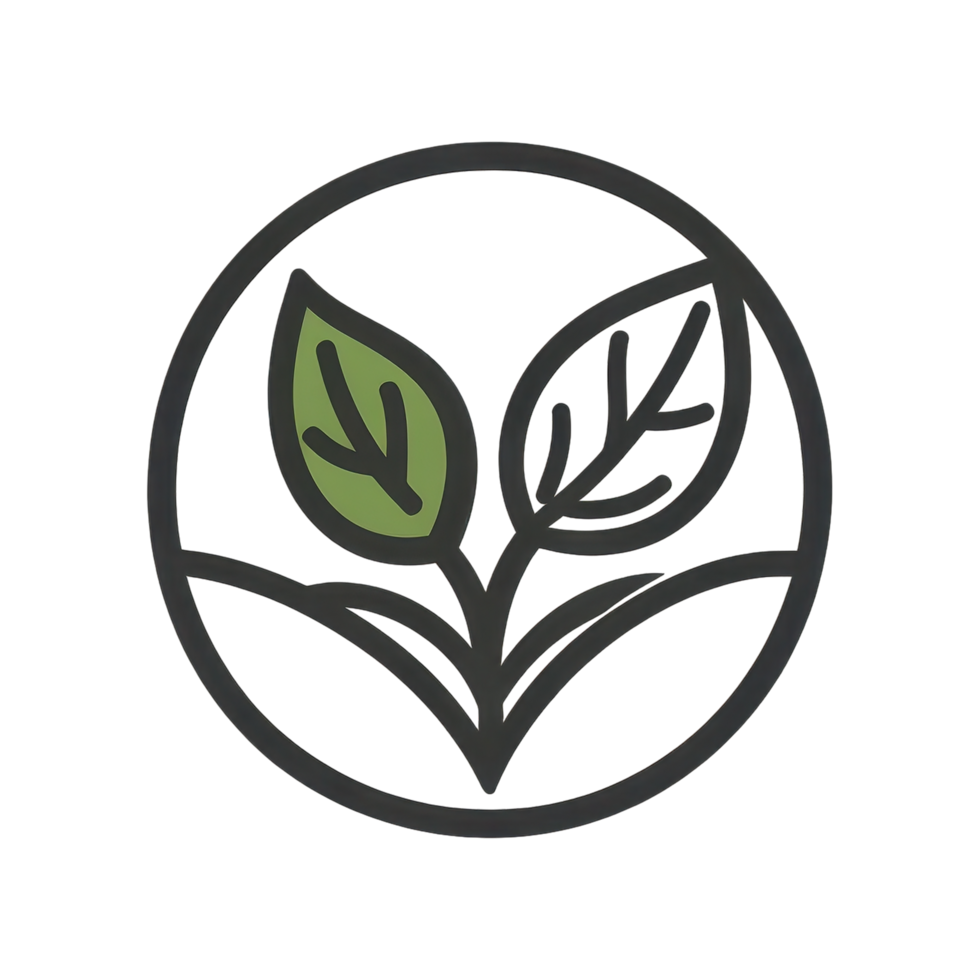 Minimalist Eco Friendly Leaf Icon with Thin Line Art Design png