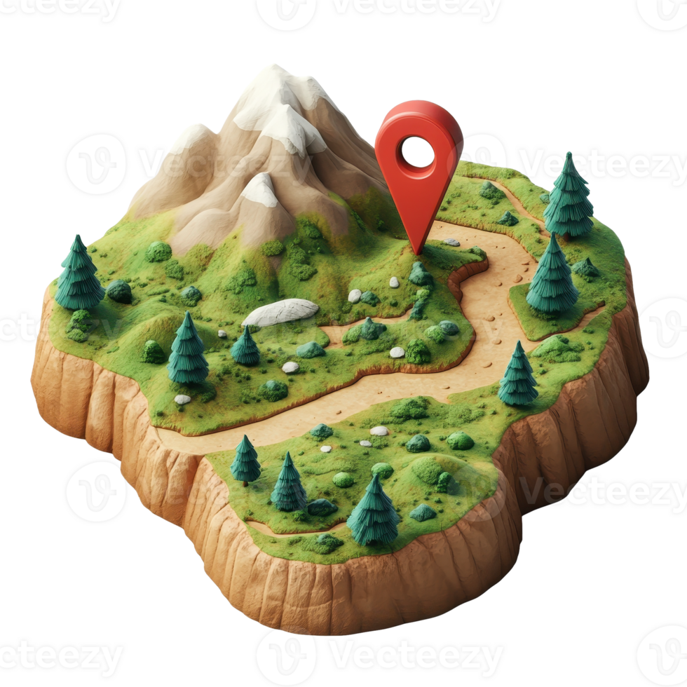 Hiking Icon with Trail Marker Symbolizing and Adventure in a Scenic Wilderness Landscape png