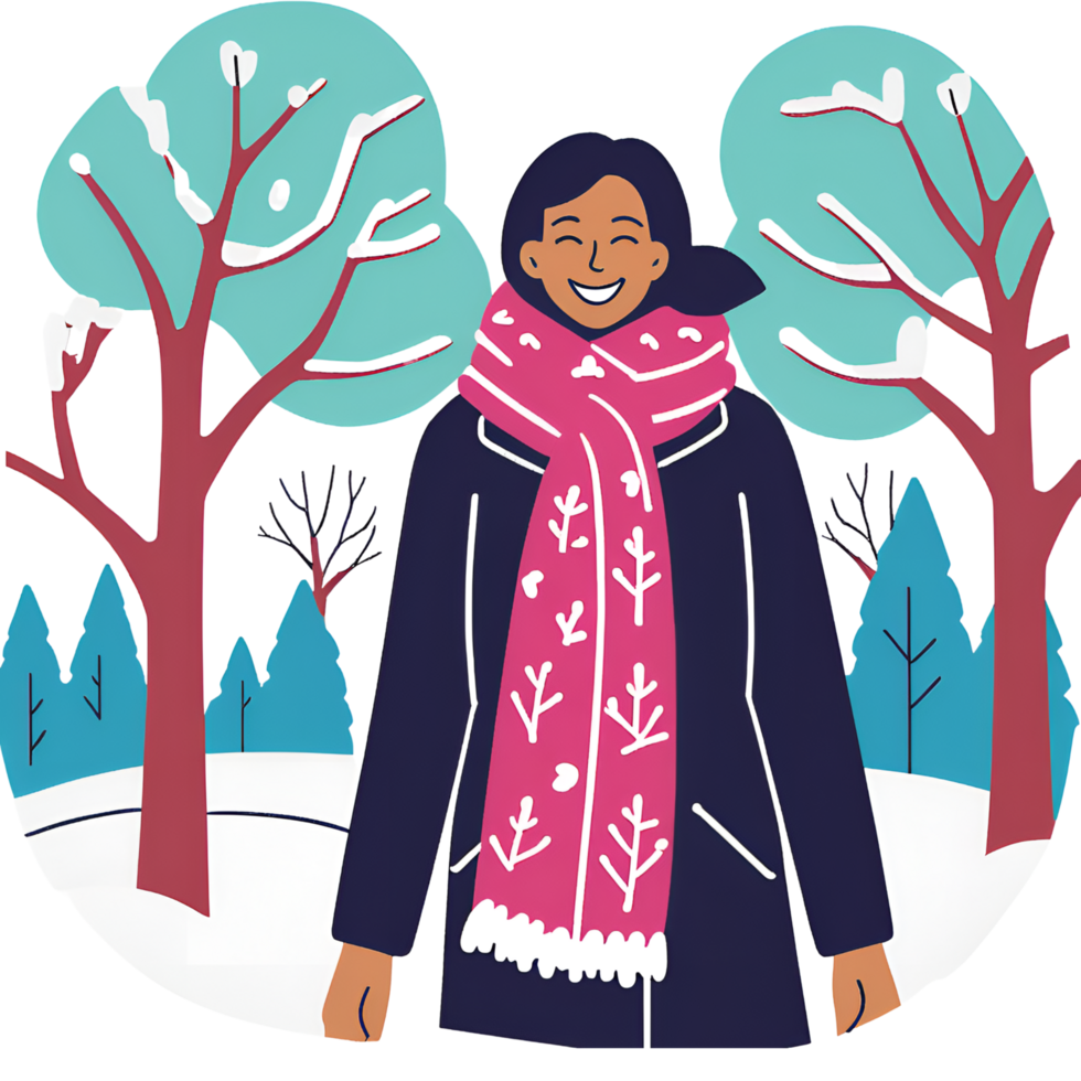 woman wearing black sweater enjoying winter png
