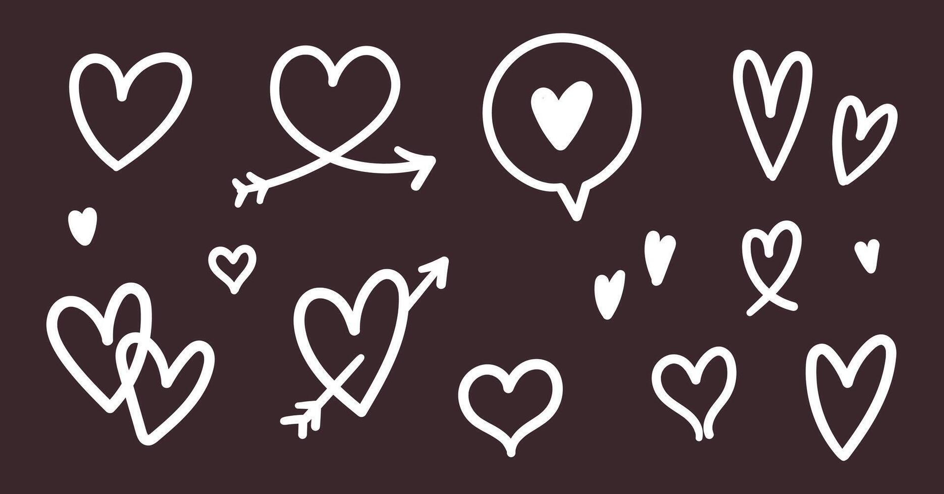 Set of hand drawn hearts. design elements vector