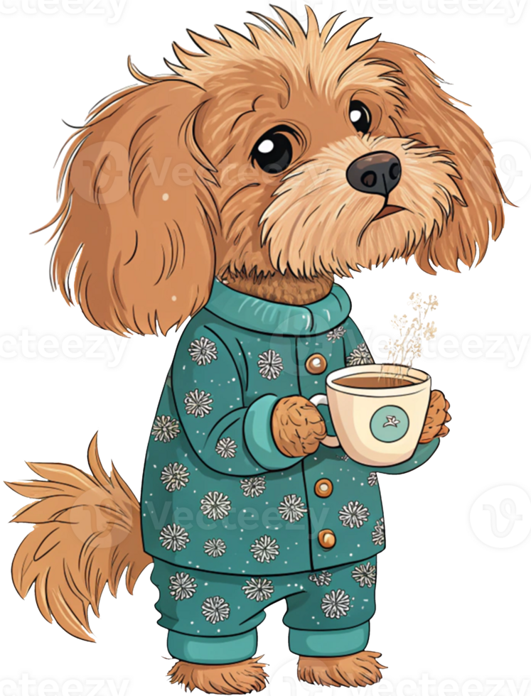 Cavapoo eating coffee png