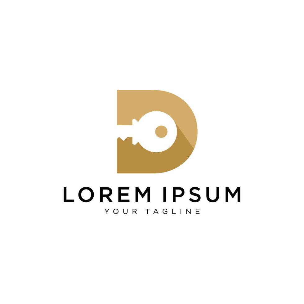 Initial letter D Key logo Concept, Key with Letter D, Logo Design Template vector