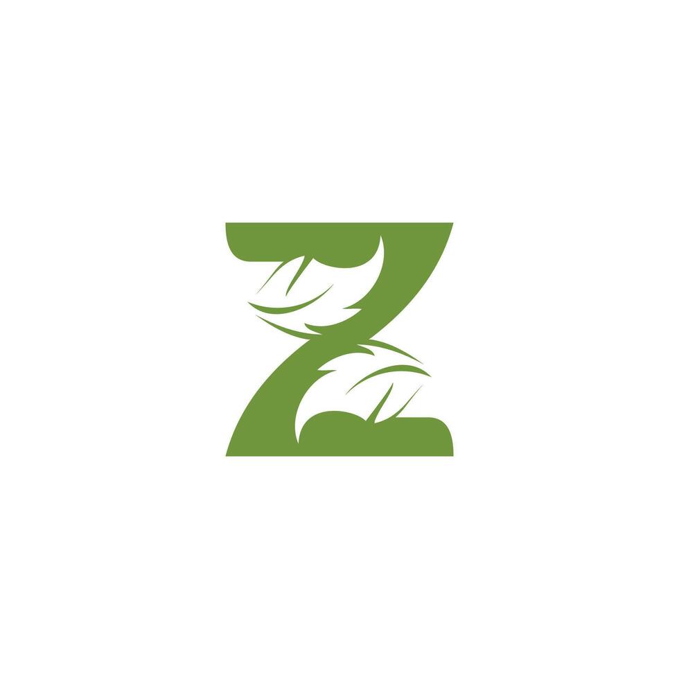 Initial Letter Z With Leaf Luxury Logo. Green leaf logo Template Design. vector