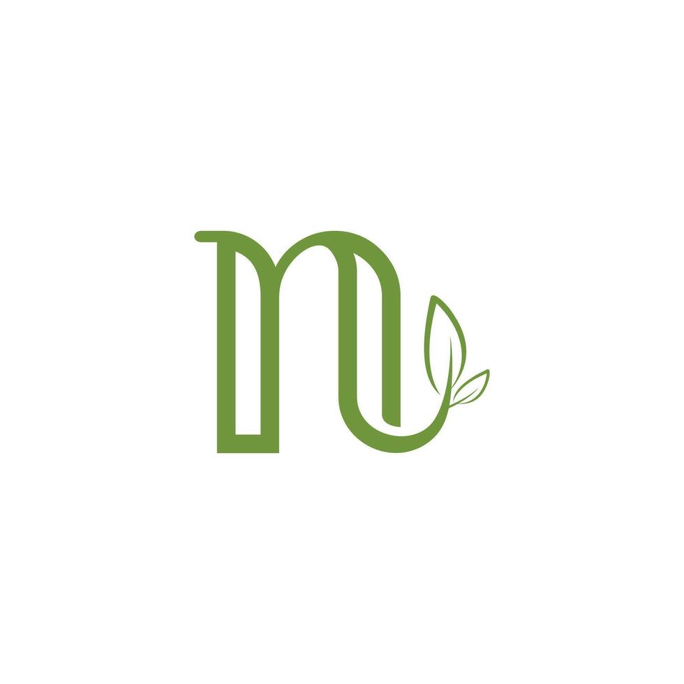 letter N with leaf concepts, N logo template, letter N icon nature logo template vector