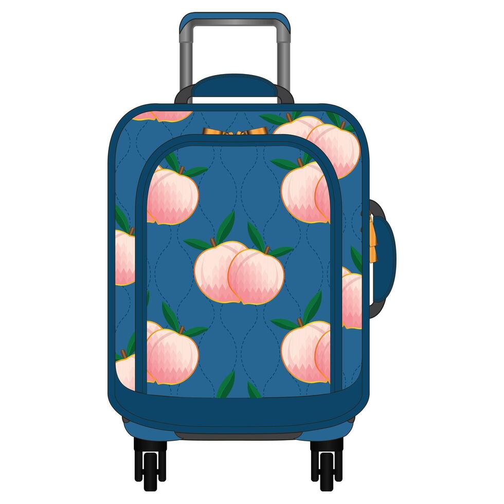 Luggage Bag with Peach and Dashed Line Repeat Pattern vector