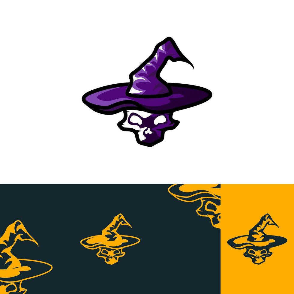 A skull wearing a witch hat vector