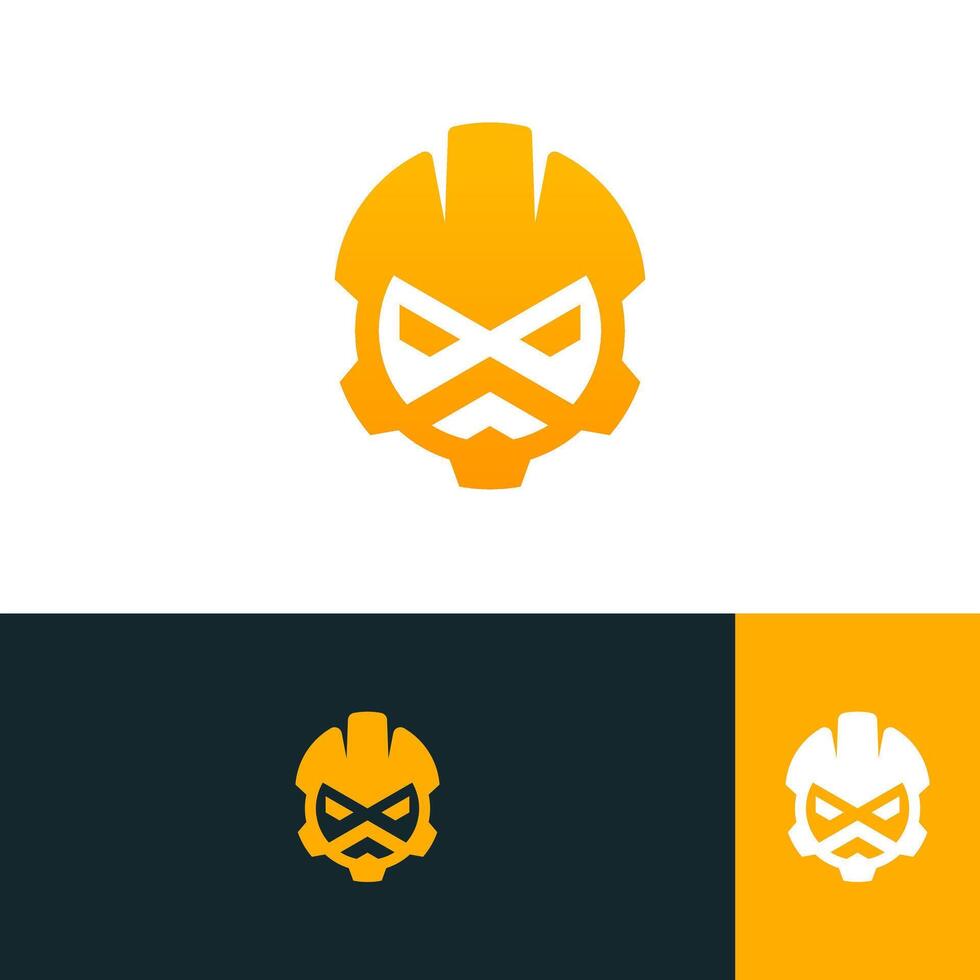 gear head contruction helmet logo design template vector
