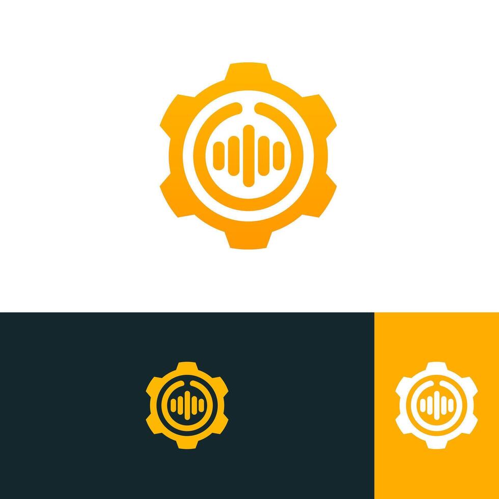 gear with sound wave logo template vector