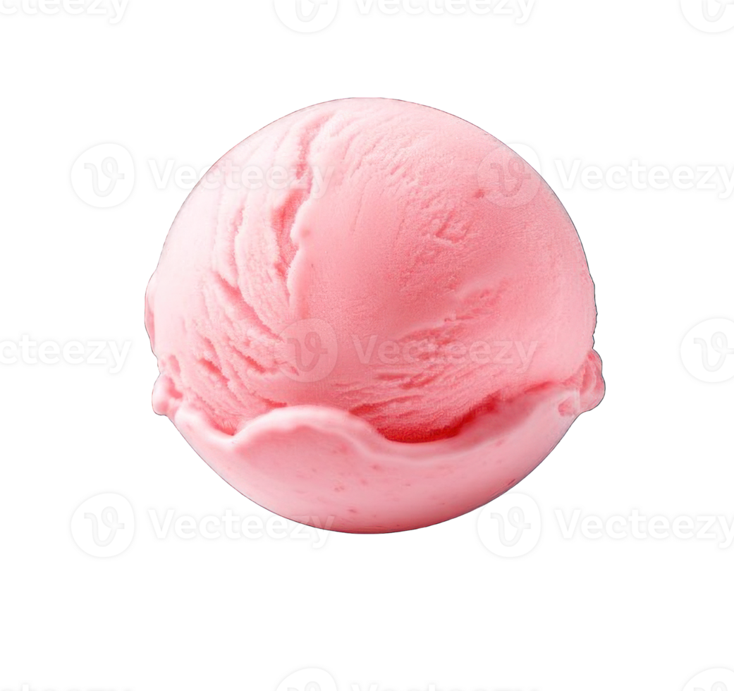 Collection of . Pink Strawberry Ice Cream Ball, isolated on a transparency background. png