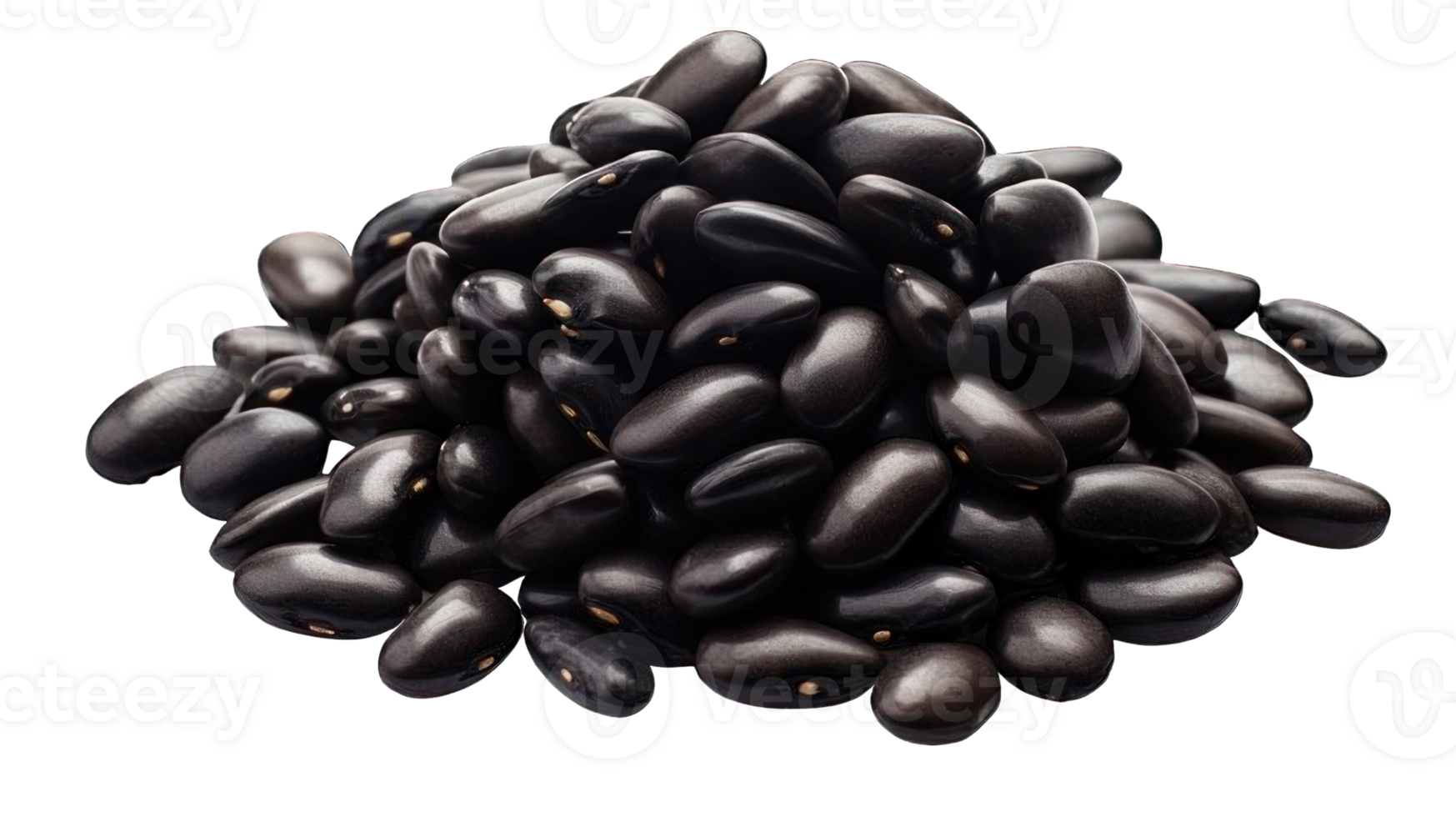 Collection of . Pile of Black Beans, isolated on a transparency background. png