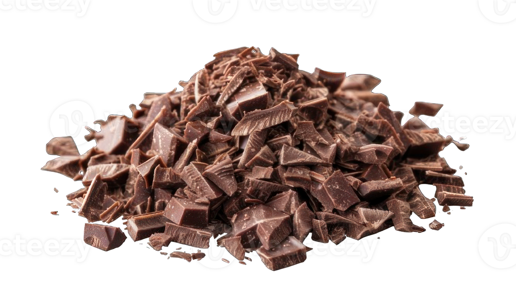 Collection of . Pile Chopped Milled Chocolate, isolated on a transparency background. png