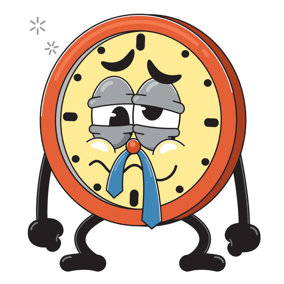 Dizzy Cartoon Clock Character Illustration vector