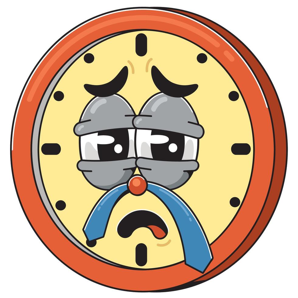 Cartoon clock with a sad face vector