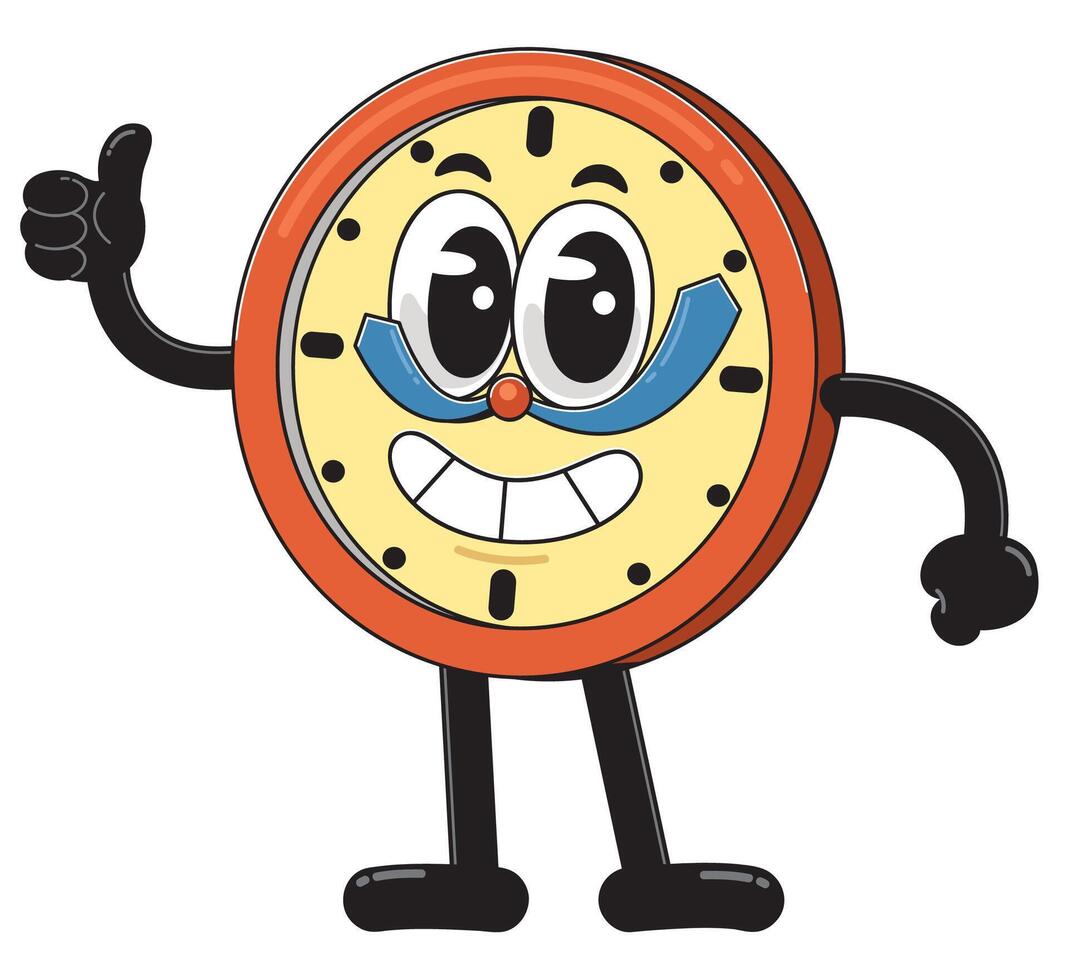 Cartoon clock character giving a thumbs up vector