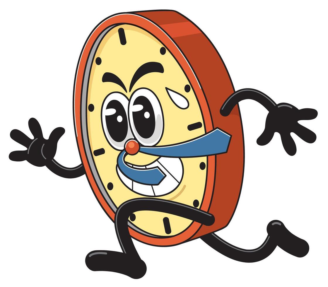 Animated Running Clock Character Illustration vector