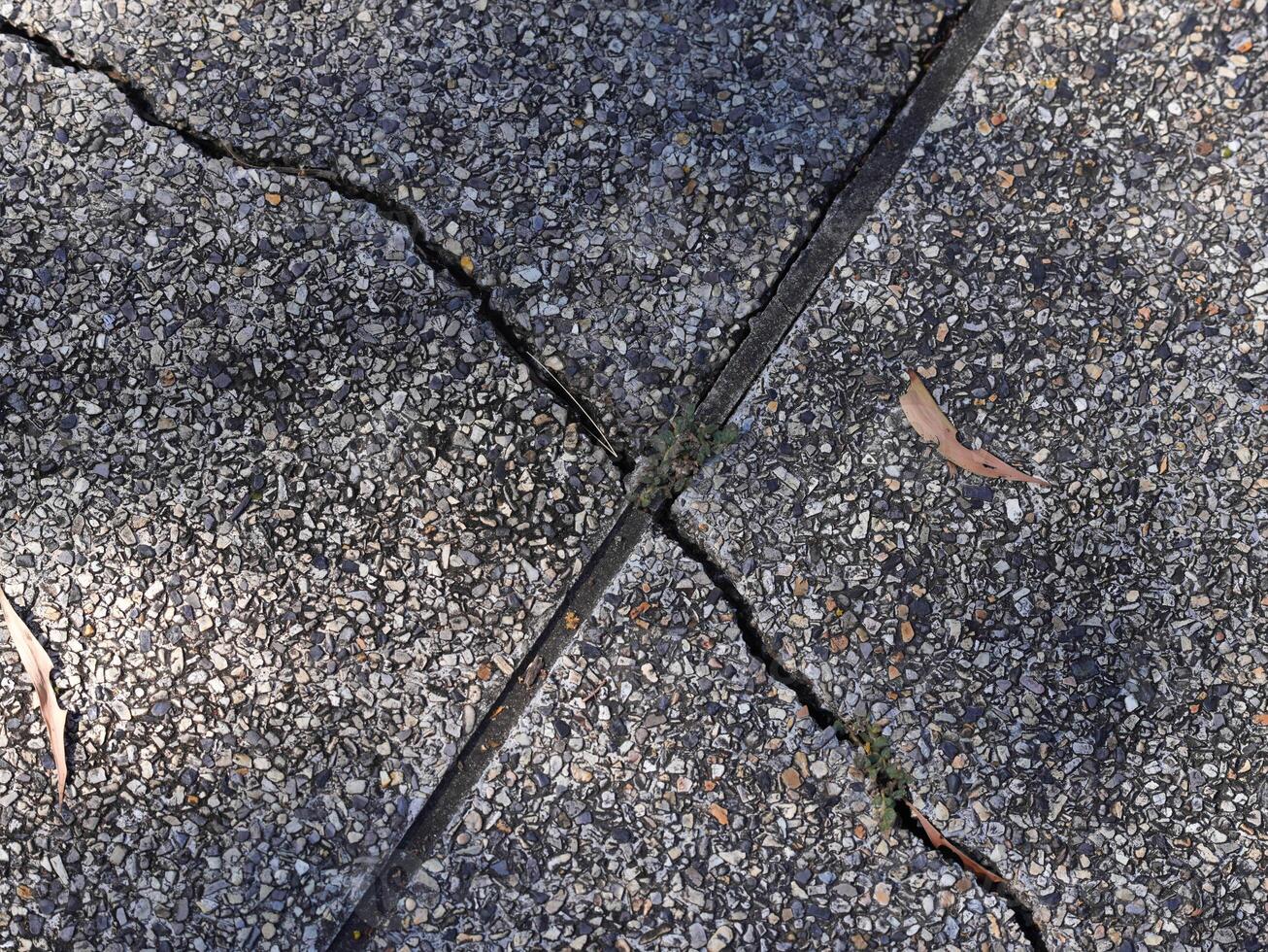 Cracked cement or concrete walkway surfaces. photo