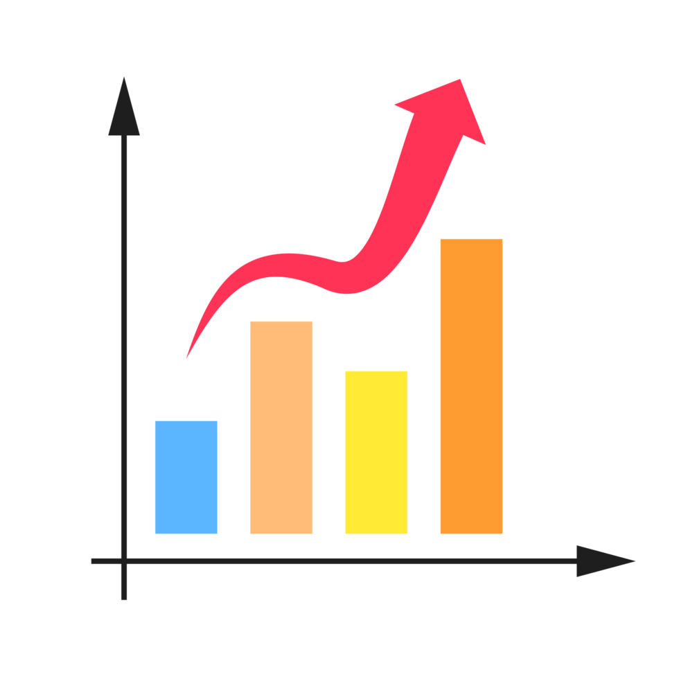 A graph with an arrow going up png