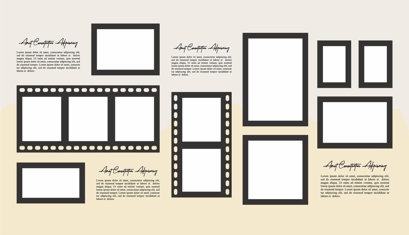 Collage of realistic frames Border vector