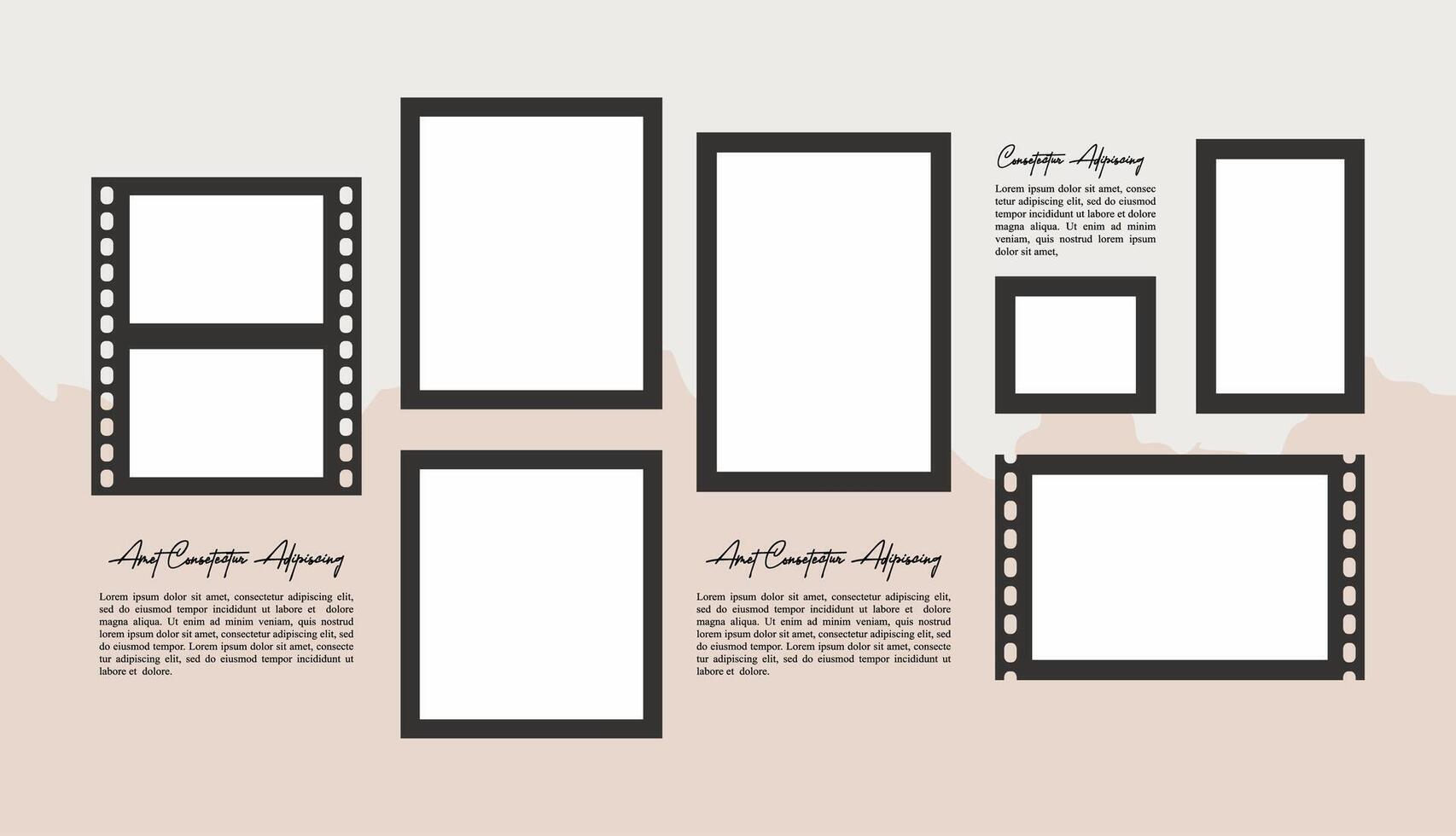 Collage grid photo effect template design vector