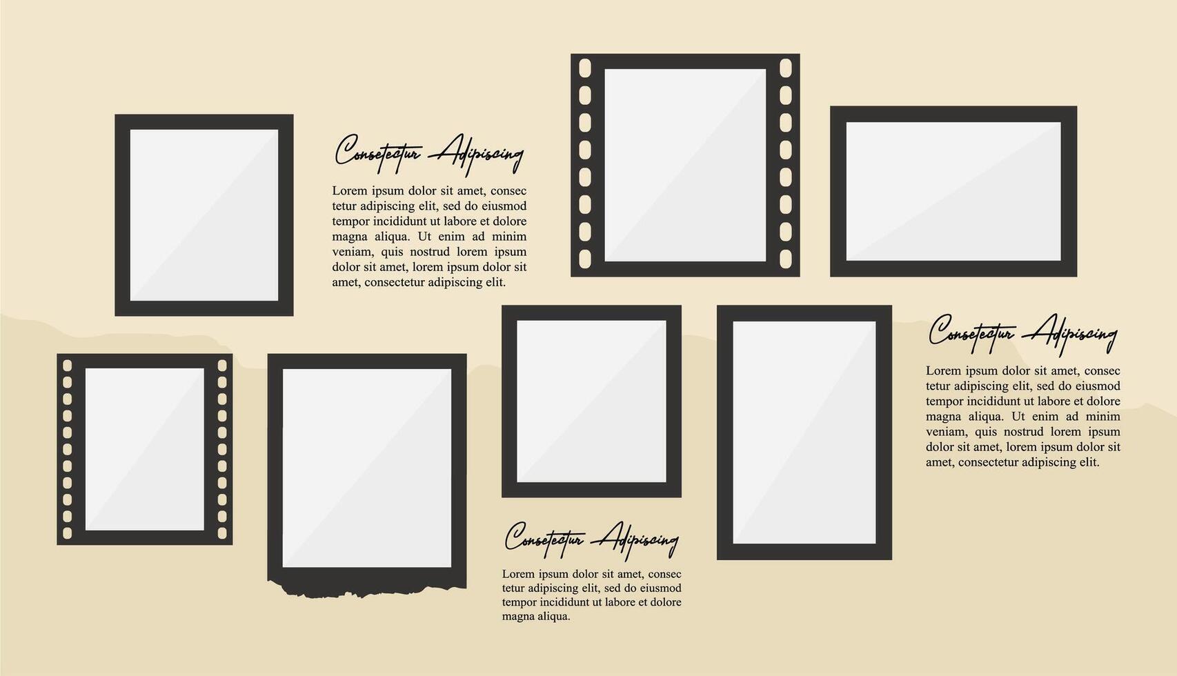 grid digital photo wall template vector