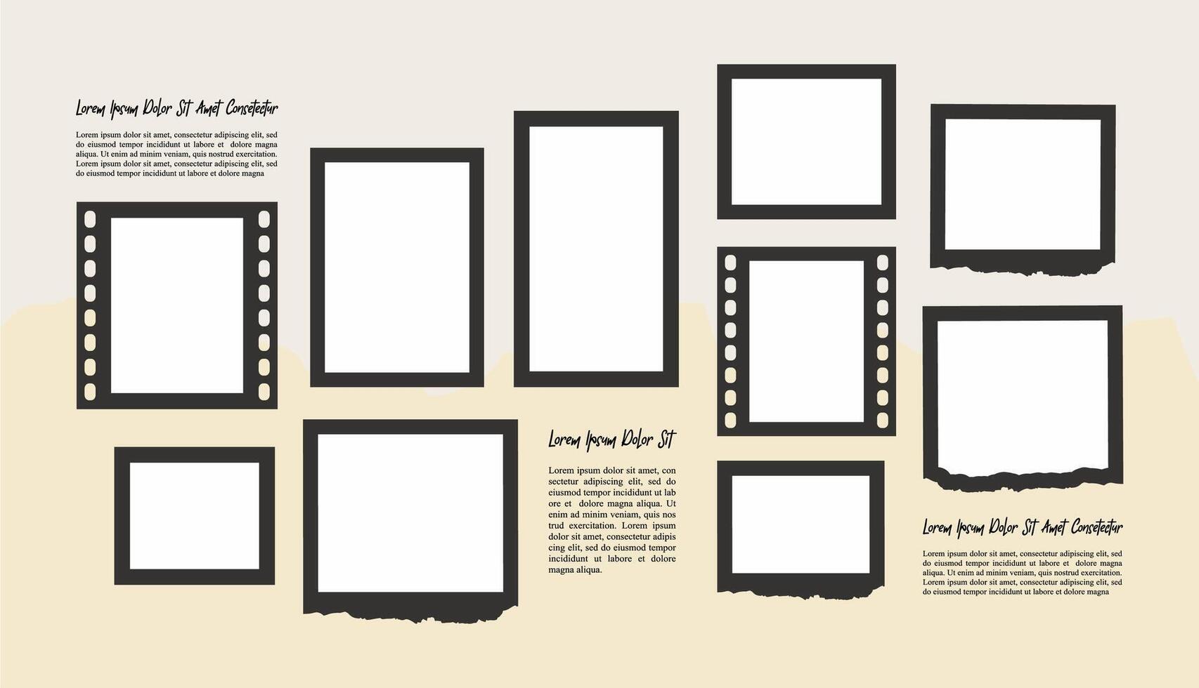photo frames on light background Pile of photo vector