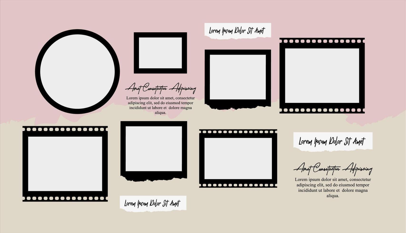 Collage photo frames set with text vector