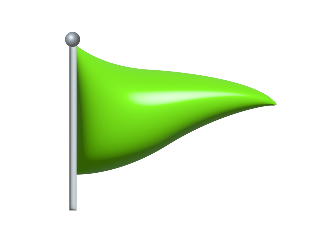 Triangular gradient green flag icon with silver pole png