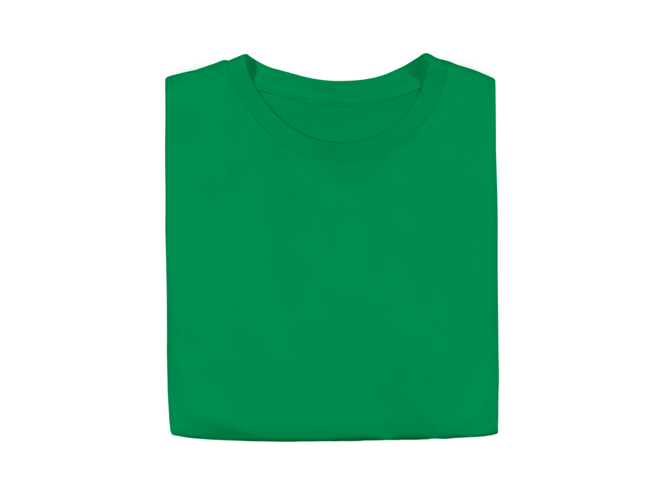 Irish Green colour blank fashion folded tee front mockup template png
