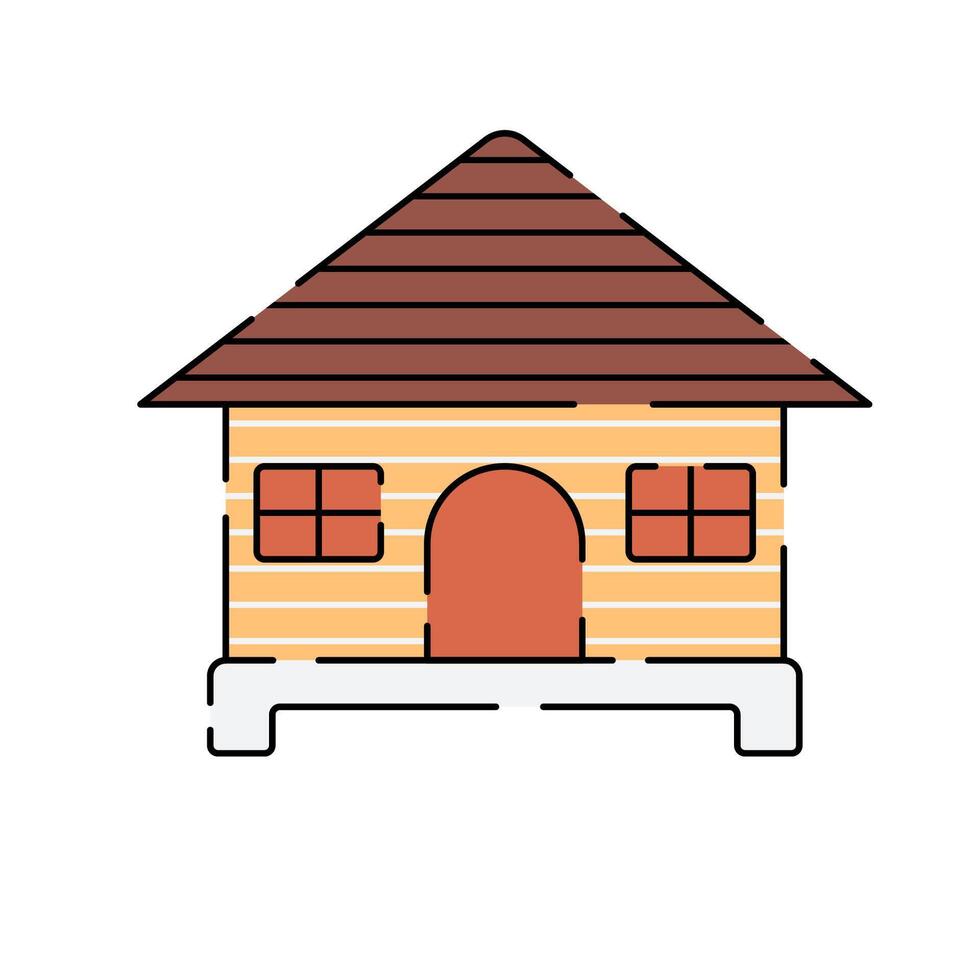 Beach Hut Icon Illustration with bright color palette in flat design style. Perfect for vacation, travel, and summer themed designs. vector