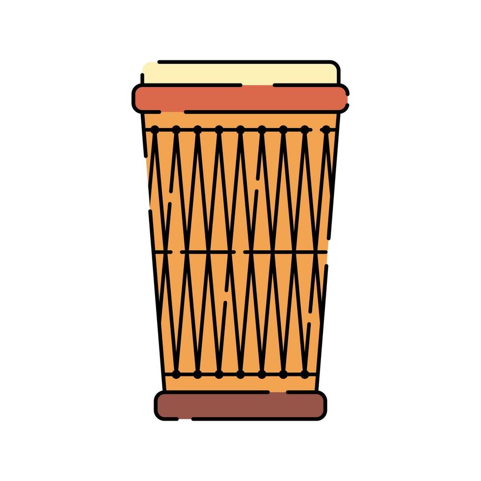 Djembe Drum Icon Illustration with bright color palette in flat design style. Perfect for vacation, travel, and summer themed designs. vector