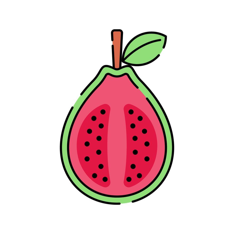 Guava Fruit Icon Illustration with bright color palette in flat design style. Perfect for vacation, travel, and summer themed designs. vector