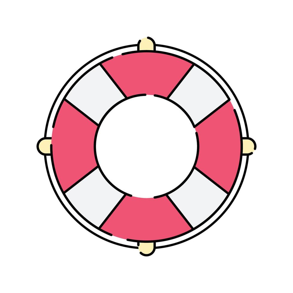 Lifebuoy Icon Illustration with bright color palette in flat design style. Perfect for vacation, travel, and summer themed designs. vector