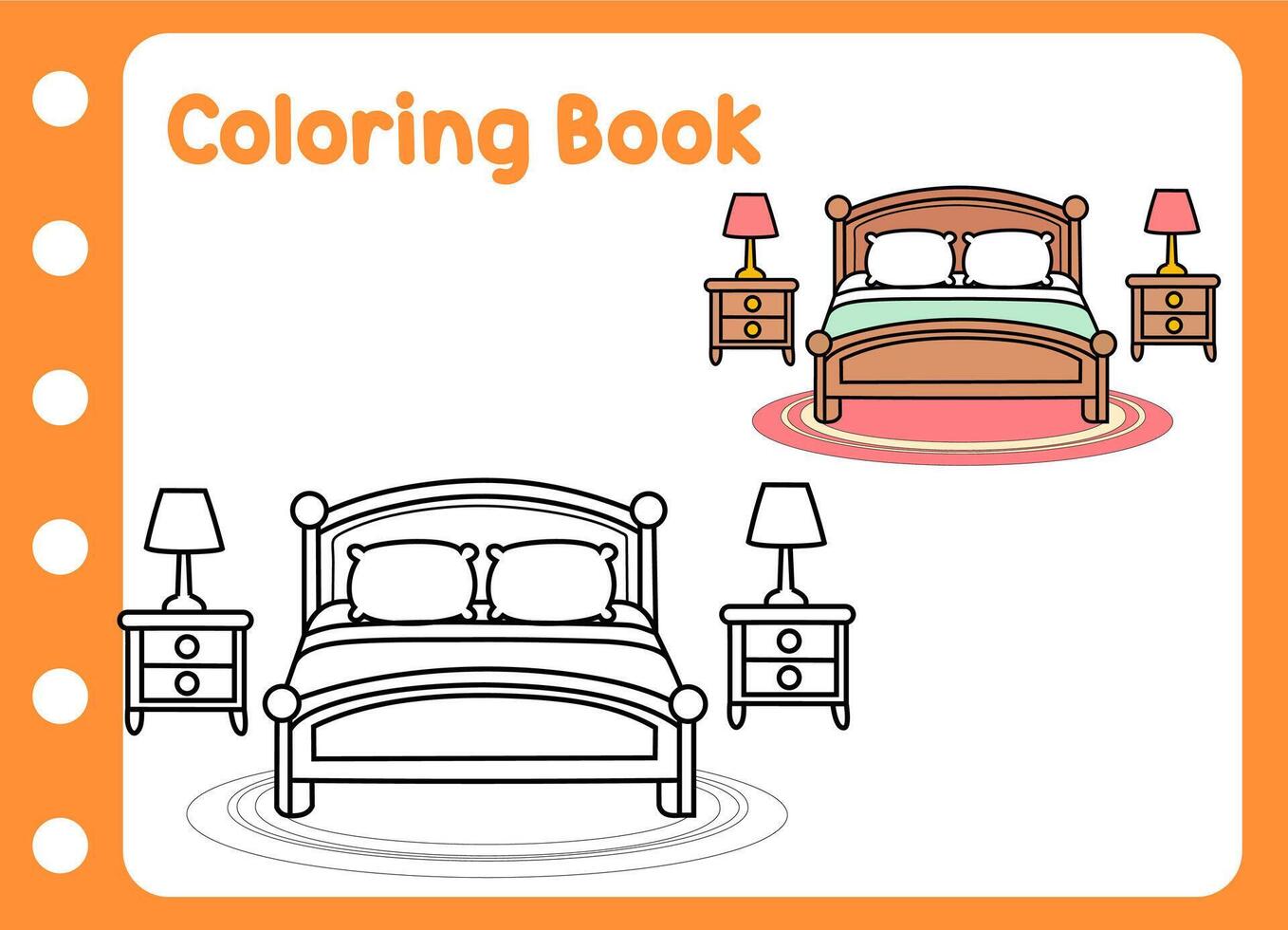 coloring book a bed for kids. learning to color vector