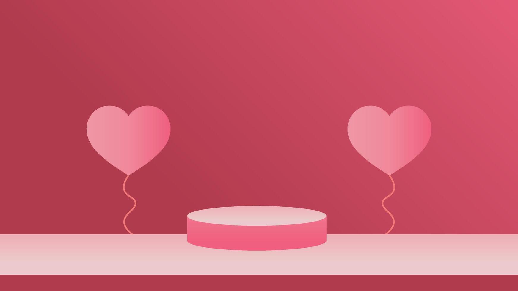 valentine podium pedestal product stage minimal mockup background. valentine day scene geometric studio showcase stand abstract modern light show. shape realistic empty backdrop. vector