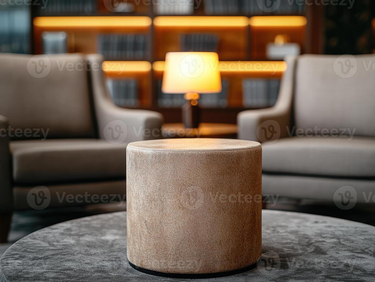 cozy living room with modern furniture and lighting photo