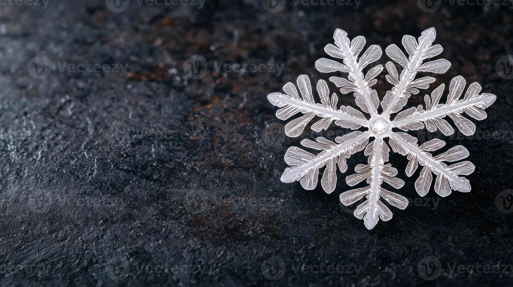 Intricate snowflake on dark background photo