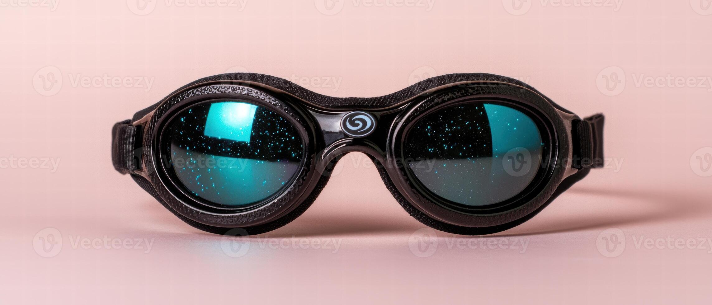 Futuristic goggles with galaxy reflection photo