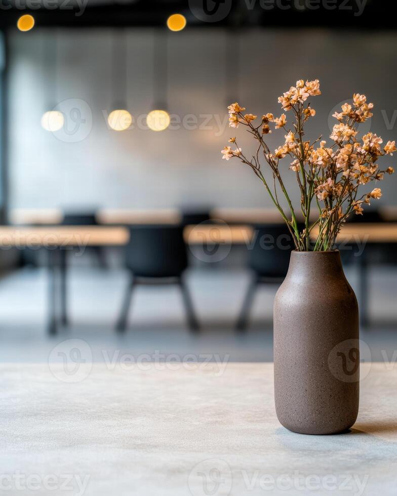 Floral arrangement in modern office setting photo