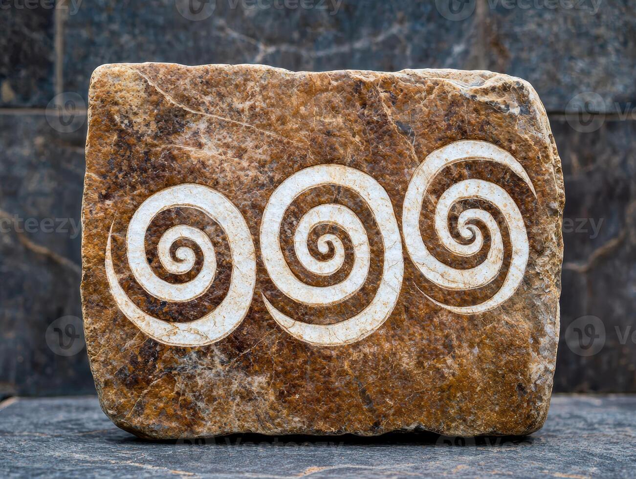 Ancient spiral stone carving photo
