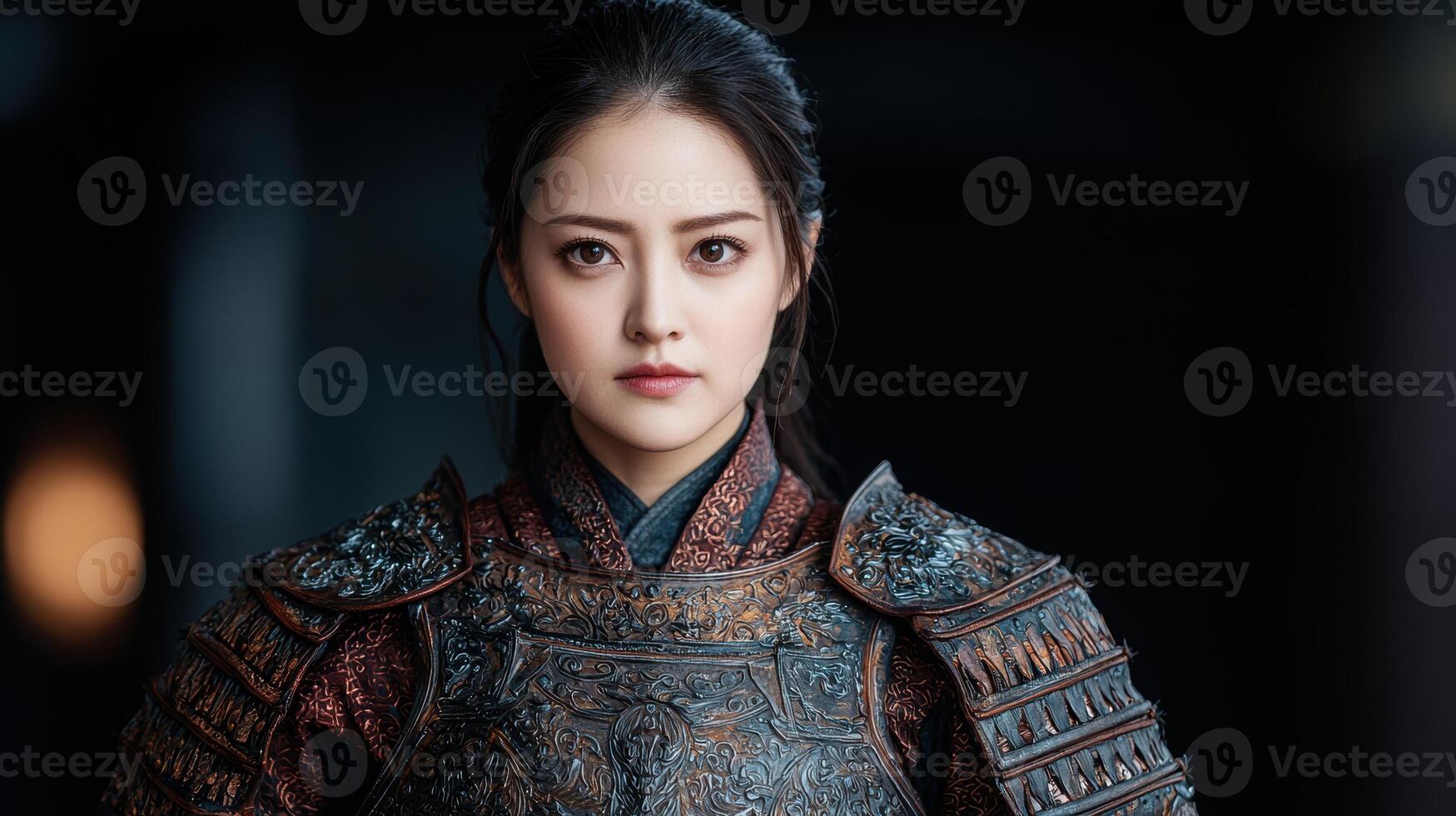 Elegant asian woman in traditional armor photo