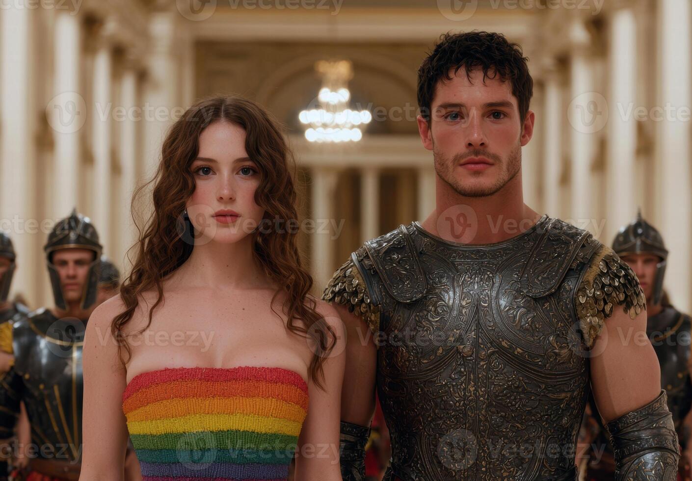 Regal couple in ornate attire photo