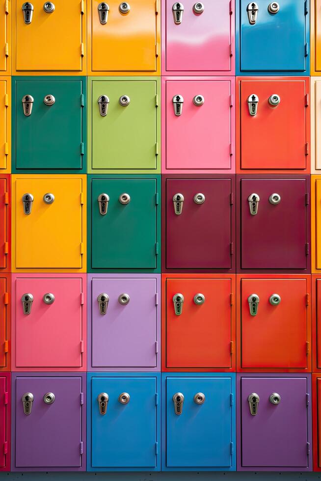 Colorful lockers in a school or office setting photo