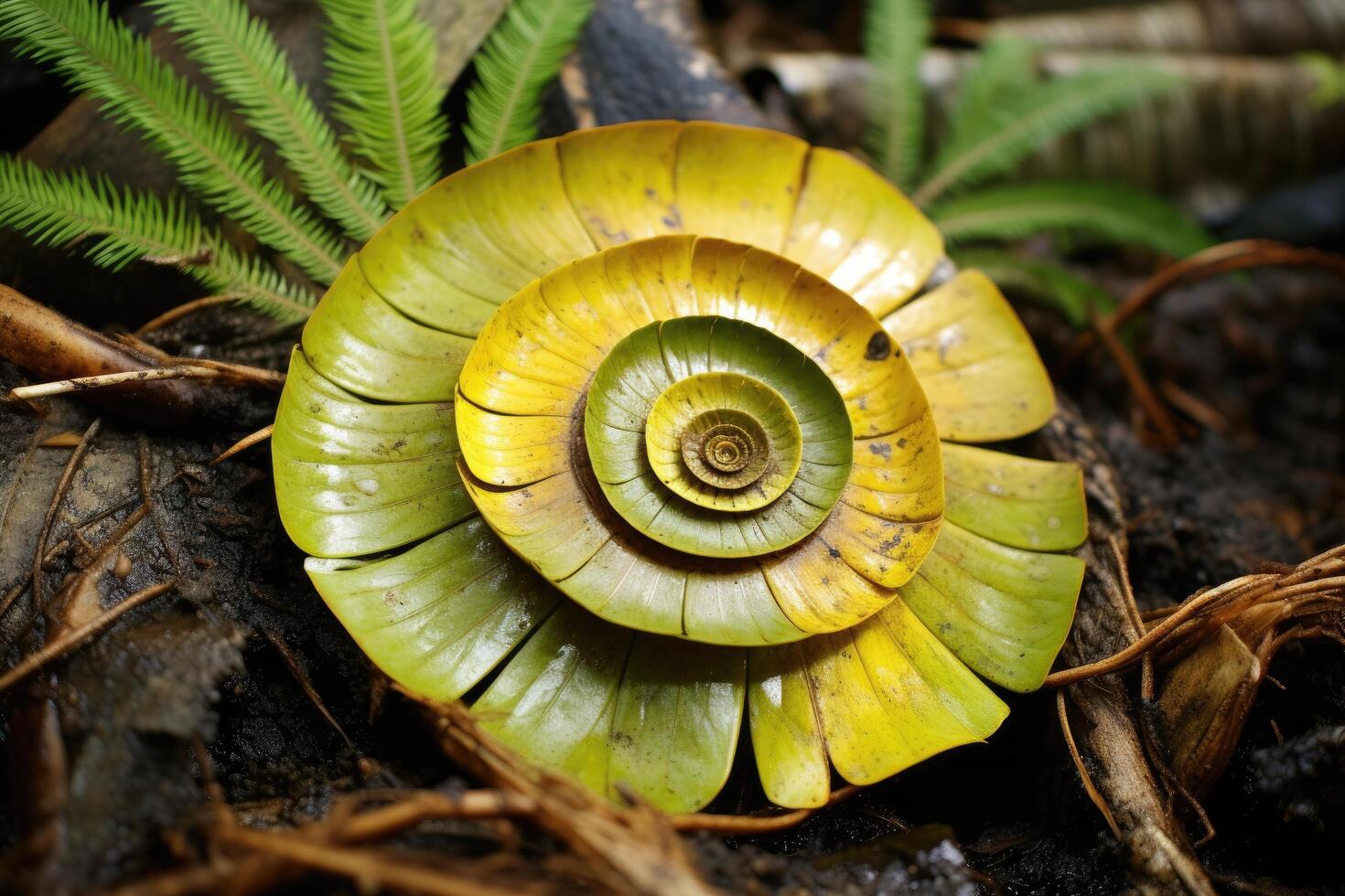 Spiral shell in the forest photo